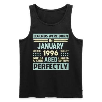28e anniversaire janvier Vintage 1996 idée cadeau - Débardeur bio Premium Homme - noir - Devant - Michal (187cm)