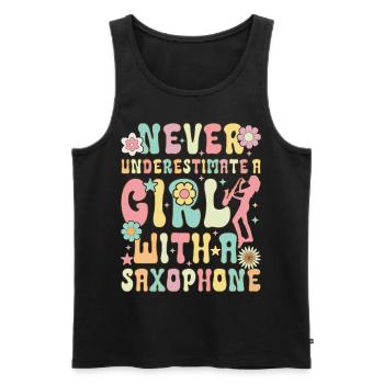 Saxophon Girl Saxophonistin - Männer Premium Bio Tank Top - Schwarz - Vorne - AI Model Male 178 light (178cm)