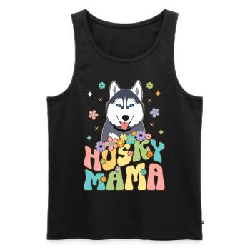 Groovy Sibérien Husky Maman Femelle Chien Chérie - Débardeur bio Premium Homme - noir - Devant - Michal (187cm)