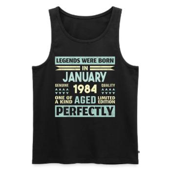 40th Birthday January Vintage 1984 Gift Idea - Men's Premium Organic Tank Top - black - Front - Michal (187cm)