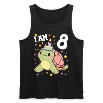 Je suis 8 Tortues Tortue 8e anniversaire - Débardeur bio Premium Homme - noir - Devant - Michal (187cm)