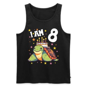 Je suis 8 Tortues Tortue 8e anniversaire - Débardeur bio Premium Homme - noir - Devant - Michal (187cm)