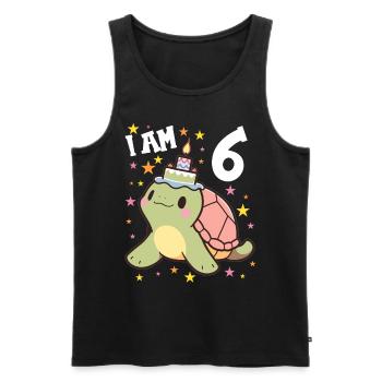 Je suis 6 tortues Tortue 6e anniversaire - Débardeur bio Premium Homme - noir - Devant - Michal (187cm)