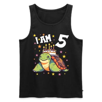 Je suis 5 Tortues Tortue 5e anniversaire - Débardeur bio Premium Homme - noir - Devant - Michal (187cm)