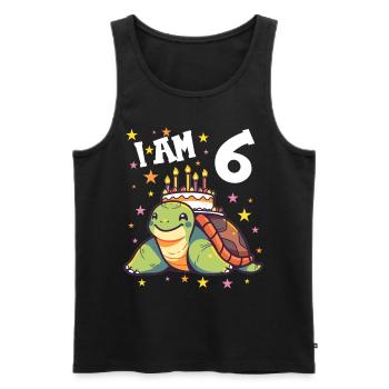 Je suis 6 tortues Tortue 6e anniversaire - Débardeur bio Premium Homme - noir - Devant - Michal (187cm)