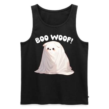 Boo Woof Funny Cute Dog In Ghost Towel Kawaii Pets - Männer Premium Bio Tank Top - Schwarz - Vorne - AI Model Male 178 light (178cm)