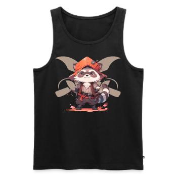 Cute Raccoon In Pirate Costume Kawaii Animals Hall - Männer Premium Bio Tank Top - Schwarz - Vorne - AI Model Male 178 light (178cm)