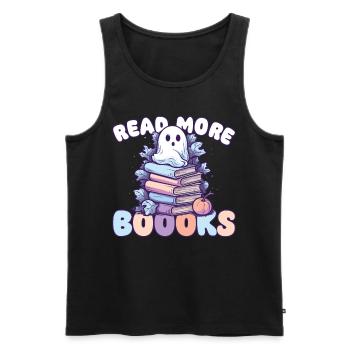 Groovy Lire la suite Boooks Ghost Halloween - Débardeur bio Premium Homme - noir - Devant - Michal (187cm)