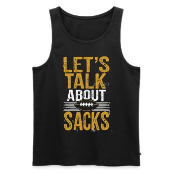 Parlons de Sacks Dicton de football drôle - Débardeur bio Premium Homme - noir - Devant - Michal (187cm)