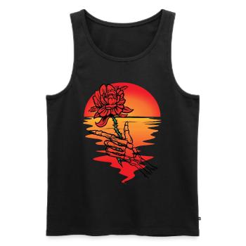Sun, Flower, Death, Skeleton, Sunset, Beyond - Men's Premium Organic Tank Top - black - Front - AI Model Male 178 light (178cm)