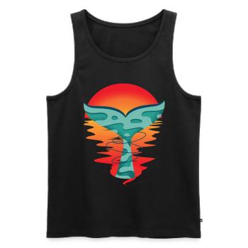 Ocean Sunset Fish Greeting Shark Fin Ahoy - Men's Premium Organic Tank Top - black - Front - Michal (187cm)
