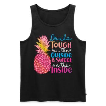 Doula Travailleuse à la naissance Doula ananas - Débardeur bio Premium Homme - noir - Devant - Michal (187cm)