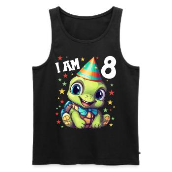 Je suis 8 Tortues Tortue 8e anniversaire - Débardeur bio Premium Homme - noir - Devant - Michal (187cm)