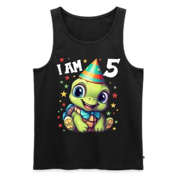 Je suis 5 Tortues Tortue 5e anniversaire - Débardeur bio Premium Homme - noir - Devant - Michal (187cm)