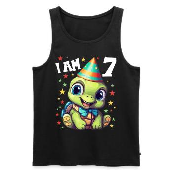Ich bin 7 Schildkröten Schildkröte 7. Geburtstag - Männer Premium Bio Tank Top - Schwarz - Vorne - Michal (187cm)