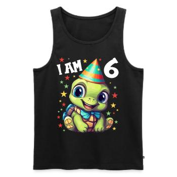 Je suis 6 tortues Tortue 6e anniversaire - Débardeur bio Premium Homme - noir - Devant - Michal (187cm)