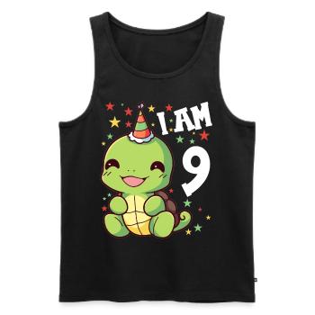 I'm 9 Turtles Turtle 9th Birthday - Men's Premium Organic Tank Top - black - Front - AI Model Male 178 light (178cm)