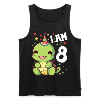 Je suis 8 Tortues Tortue 8e anniversaire - Débardeur bio Premium Homme - noir - Devant - Michal (187cm)