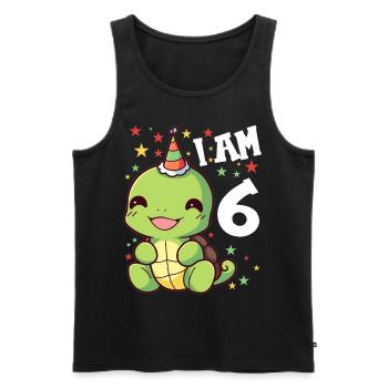 Je suis 6 tortues Tortue 6e anniversaire - Débardeur bio Premium Homme - noir - Devant - Michal (187cm)
