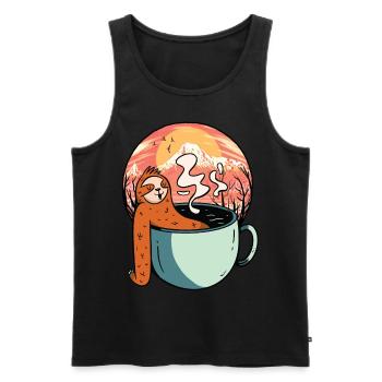 Faultier Entspannung Tee Kaffee Pause Urlaubsreif - Männer Premium Bio Tank Top - Schwarz - Vorne - AI Model Male 178 light (178cm)