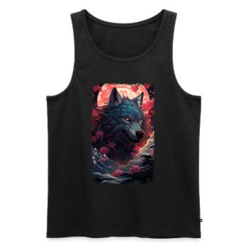 Spirit Wolf Fox Aesthetic Japanese Kitsune - Men's Premium Organic Tank Top - black - Front - Michal (187cm)