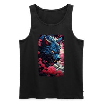 Spirit Wolf Fox Aesthetic Japanese Kitsune - Men's Premium Organic Tank Top - black - Front - Michal (187cm)