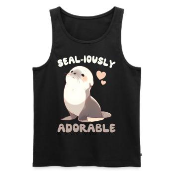 Seal-iously Adorable Seal Cute Sea Lion Ocean Anim - Männer Premium Bio Tank Top - Schwarz - Vorne - Michal (187cm)
