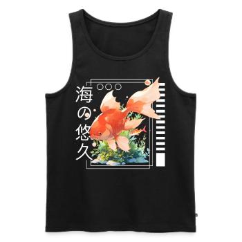 Kawaii Gold Fish Underwater Japanese Kanji Anime A - Männer Premium Bio Tank Top - Schwarz - Vorne - AI Model Male 178 light (178cm)