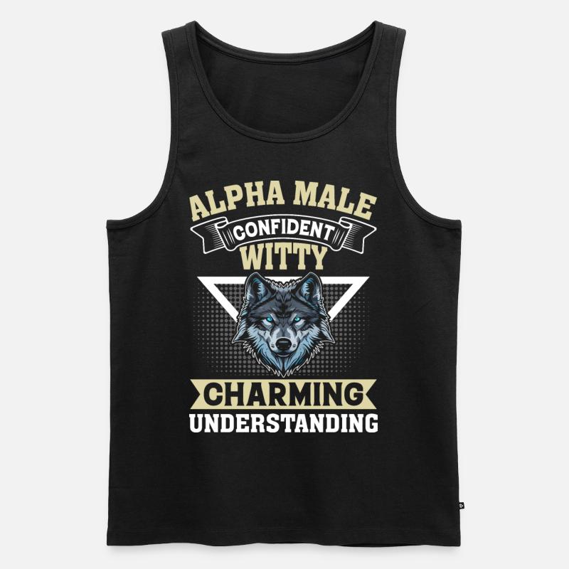 Männer Wolf - Männer Premium Bio Tank Top - Schwarz
