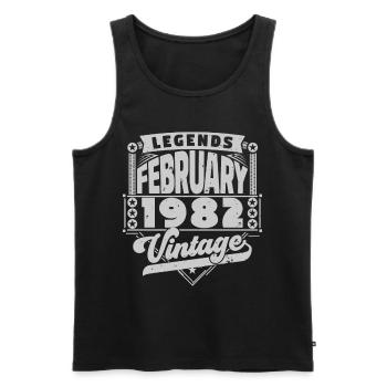 Vintage Birthday February 1982, February 1982. - Men's Premium Organic Tank Top - black - Front - Michal (187cm)