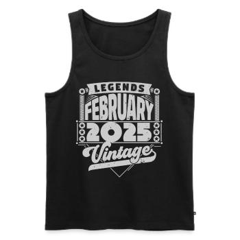 Vintage-Geburtstag Februar 2025, Februar 2025. - Männer Premium Bio Tank Top - Schwarz - Vorne - Michal (187cm)