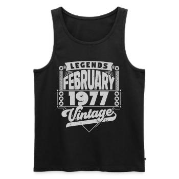 Vintage Anniversaire février 1977, Février 1977. - Débardeur bio Premium Homme - noir - Devant - Michal (187cm)