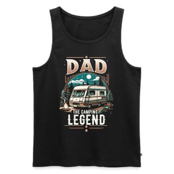 Fête des pères papa la légende du camping papa papa - Débardeur bio Premium Homme - noir - Devant - Michal (187cm)