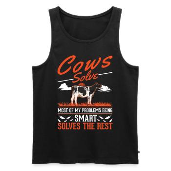 Vache cadeau agriculteur éleveur de bovins vaches - Débardeur bio Premium Homme - noir - Devant - Michal (187cm)