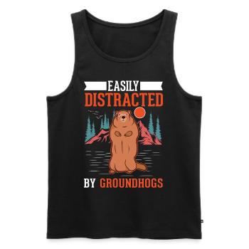 Murmeltier Groundhog Waldmurmeltier - Männer Premium Bio Tank Top - Schwarz - Vorne - AI Model Male 178 light (178cm)