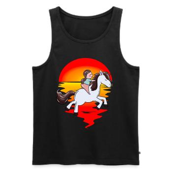 Rider, Horse, Children, Sunset, Ride, Steed - Men's Premium Organic Tank Top - black - Front - AI Model Male 178 light (178cm)
