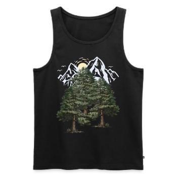 nature sauvage, montagnes, nature, forêt, pins, sapins, arbres - Débardeur bio Premium Homme - noir - Devant - Michal (187cm)