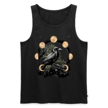 Dark Raven Crow Magic Moon Horror Halloween - Men's Premium Organic Tank Top - black - Front - AI Model Male 178 light (178cm)