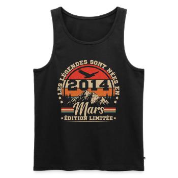 Vintage Cadeau Anniversaire Nées En Mars 2014 - Débardeur bio Premium Homme - noir - Devant - Michal (187cm)