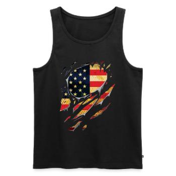 Ripped USA Flage Gift Tears - Men's Premium Organic Tank Top - black - Front - Michal (187cm)
