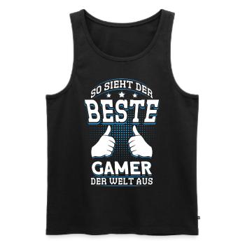 Herren So Sieht Der Beste Gamer Der Welt Aus - Männer Premium Bio Tank Top - Schwarz - Vorne - Michal (187cm)