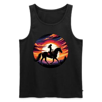 Fille Quarter Horse - Débardeur bio Premium Homme - noir - Devant - AI Model Male 178 light (178cm)