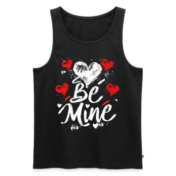 Be Mine, Valentinstag Herz Liebe Design - Männer Premium Bio Tank Top - Schwarz - Vorne - AI Model Male 178 light (178cm)