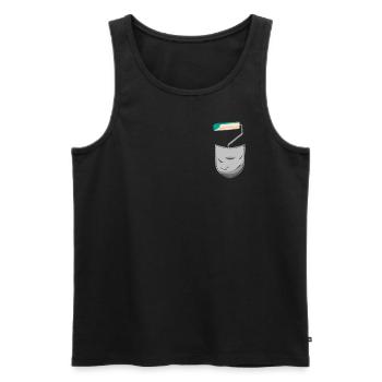 Poche de décorateur de peintre en bâtiment - Débardeur bio Premium Homme - noir - Devant - Michal (187cm)