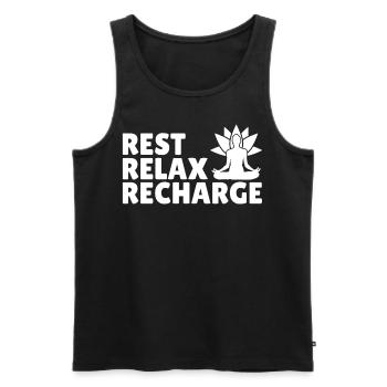 Pilates Fitness Exercise Mind Meditation Yoga Zen - Männer Premium Bio Tank Top - Schwarz - Vorne - Michal (187cm)