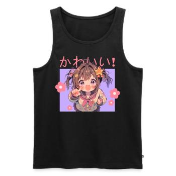 Kawaii School Girl Anime Japanese Cute Otaku - Männer Premium Bio Tank Top - Schwarz - Vorne - Michal (187cm)