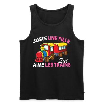 Enfant Juste une fille qui aime les trains Humour - Débardeur bio Premium Homme - noir - Devant - Michal (187cm)