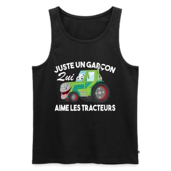 Juste Un Garçon Qui Aime Les Tracteurs Agriculteur - Débardeur bio Premium Homme - noir - Devant - Michal (187cm)