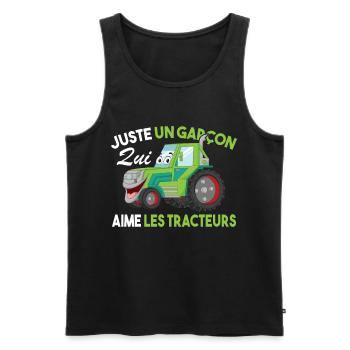 Juste Un Garçon Qui Aime Les Tracteurs Agriculteur - Débardeur bio Premium Homme - noir - Devant - Michal (187cm)