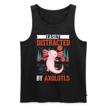 Facilement distrait par les axolotls Amphibien à queue - Débardeur bio Premium Homme - noir - Devant - Michal (187cm)